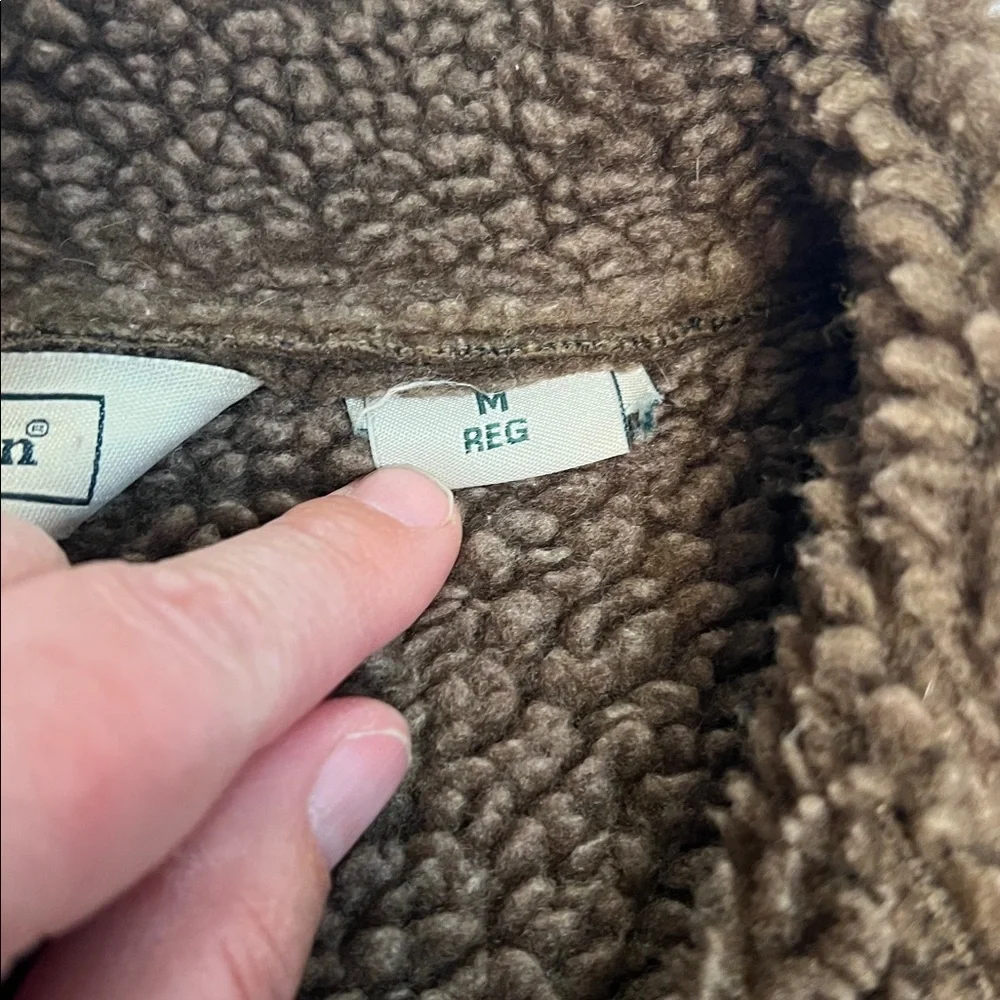 L.L. BEAN VINTAGE BROWN SHEARLING TEDDY MIDI LENGTH BUTTON FRONT COAT M - Picture 11 of 16